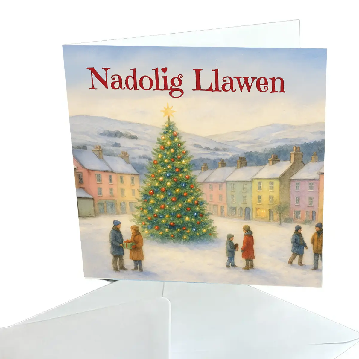 Cerdyn Nadolig Coeden dref Nadolig Llawen