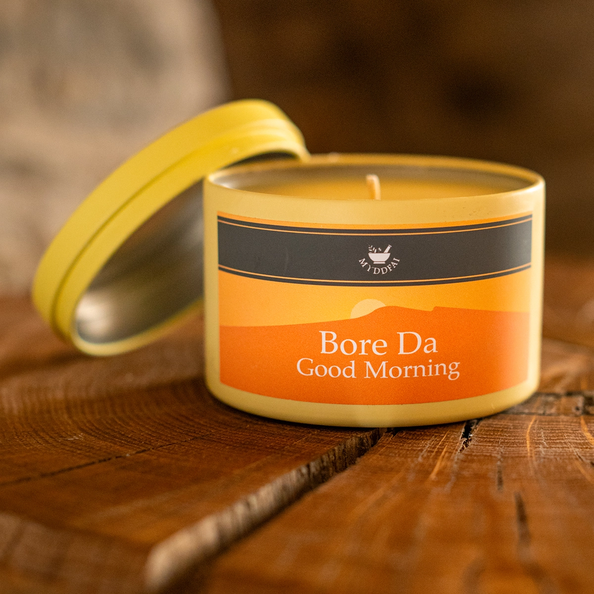 Canwyll Cwyr Soi Moethus Bore Da mewn Tun